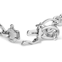 .925 Sterling Silver 1/2 Cttw Diamond   Oval Link Bracelet (I-J Color, I3 Clarity) -  Size 7.25