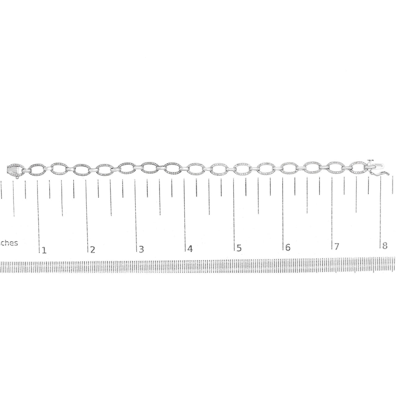 .925 Sterling Silver 1/2 Cttw Diamond   Oval Link Bracelet (I-J Color, I3 Clarity) -  Size 7.25