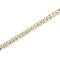 14K Yellow Gold Plated .925 Sterling Silver 1.0 Cttw Miracle Set Diamond Milgrain Link Tennis Bracelet (I-J Color, I2-I3 Clarity) - 7