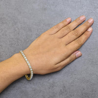 14K Yellow Gold Plated .925 Sterling Silver 1.0 Cttw Miracle Set Diamond Milgrain Link Tennis Bracelet (I-J Color, I2-I3 Clarity) - 7