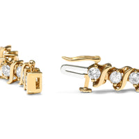 10K Yellow Gold Plated .925 Sterling Silver 5.00 Cttw Diamond S-Link Bracelet (K-L Color, I2-I3 Clarity) Size 7.25