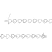 .925 Sterling Silver 1/2 Cttw Diamond Alternating Heart Link Bracelet (I-J Color, I2-I3 Clarity)- Size 7.25