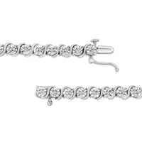 .925 Sterling Silver 1/10 Cttw Diamond Round Miracle Plate and 