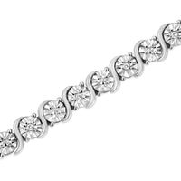 .925 Sterling Silver 1/10 Cttw Diamond Round Miracle Plate and 