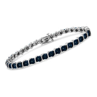 .925 Sterling Silver 1/4 Cttw Treated Blue Diamond Tennis 7