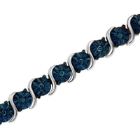 .925 Sterling Silver 1/4 Cttw Treated Blue Diamond Tennis 7