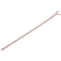 .925 Sterling Silver 1/10 Cttw Diamond Open Circle Beaded Wheel Link Tennis Bracelet (I-J Color, I3 Clarity) - 7.25