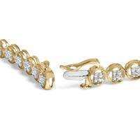 .925 Sterling Silver 1/10 Cttw Diamond Open Circle Beaded Wheel Link Tennis Bracelet (I-J Color, I3 Clarity) - 7.25