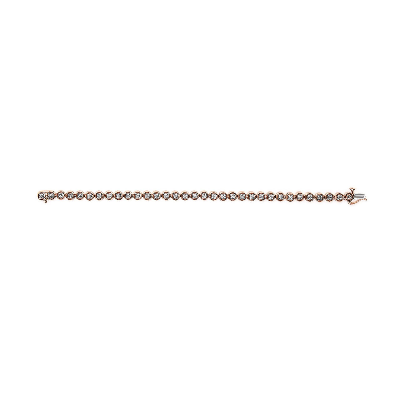.925 Sterling Silver 1/4 Cttw Diamond 7" Open Circle Wheel Link Tennis Bracelet (I-J Color, I2-I3 Clarity)