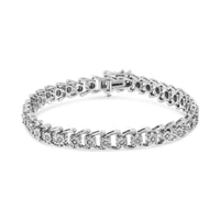 .925 Sterling Silver 1/2 Cttw Diamond Miracle-Set Double Swoosh Wave Style 7