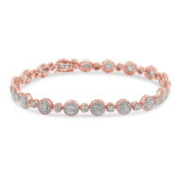 10k Rose Gold Plated .925 Sterling Silver 1 1/3 cttw Miracle Plate Set Diamond Alternating Link Bracelet (I-J Color, I3 Clarity) -7