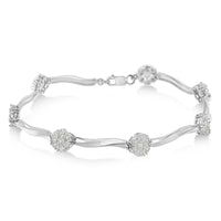 .925 Sterling Silver 1/4 Cttw Diamond Cluster Miracle-Set Station & Twisted Bar 7