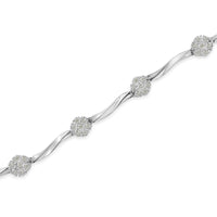 .925 Sterling Silver 1/4 Cttw Diamond Cluster Miracle-Set Station & Twisted Bar 7