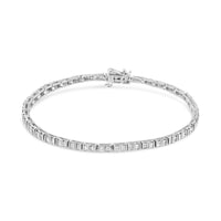 .925 Sterling Silver 1-1/10 Cttw Baguette Diamond Channel Set Link Tennis Bracelet (H-I Color, I2-I3 Clarity) - 7