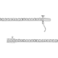 .925 Sterling Silver 1-1/10 Cttw Baguette Diamond Channel Set Link Tennis Bracelet (H-I Color, I2-I3 Clarity) - 7