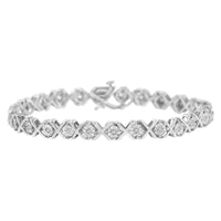 .925 Sterling Silver 1/4 Cttw Miracle-Set Round Cut Diamond 