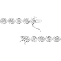.925 Sterling Silver 1/4 Cttw Miracle-Set Round Cut Diamond 