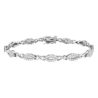 10k White Gold 2.0 Cttw Round and Baguette-Cut Diamond X-Link Tennis Bracelet (I-J Color, I2-I3 Clarity) - 7