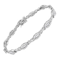10k White Gold 2.0 Cttw Round and Baguette-Cut Diamond X-Link Tennis Bracelet (I-J Color, I2-I3 Clarity) - 7