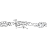 10k White Gold 2.0 Cttw Round and Baguette-Cut Diamond X-Link Tennis Bracelet (I-J Color, I2-I3 Clarity) - 7