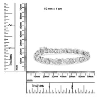 .925 Sterling Silver 1.0 Cttw Round-Brilliant and Baguette Cut Diamond Miracle-Set X-Link 7