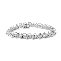 .925 Sterling Silver 3/4 Cttw Diamond  Illusion Plate Link Bracelet (I-J Color, I3 Clarity) - Size 7.25