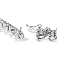 .925 Sterling Silver 3/4 Cttw Diamond  Illusion Plate Link Bracelet (I-J Color, I3 Clarity) - Size 7.25