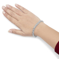 .925 Sterling Silver 3/4 Cttw Diamond  Illusion Plate Link Bracelet (I-J Color, I3 Clarity) - Size 7.25