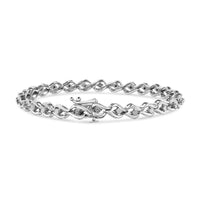 .925 Sterling Silver 1/10 Cttw Round-Cut Diamond Link Bracelet (I-J Color, I3 Promo Clarity) - 7.25