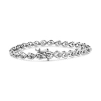.925 Sterling Silver 1/10 Cttw Round-Cut Diamond Link Bracelet (I-J Color, I3 Promo Clarity) - 7.25