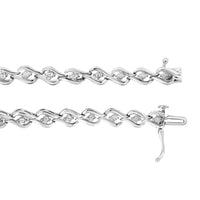 .925 Sterling Silver 1/10 Cttw Round-Cut Diamond Link Bracelet (I-J Color, I3 Promo Clarity) - 7.25