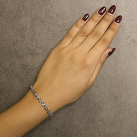 .925 Sterling Silver 1/10 Cttw Round-Cut Diamond Link Bracelet (I-J Color, I3 Promo Clarity) - 7.25