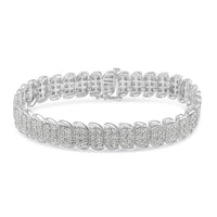.925 Sterling-Silver 2.0 Cttw Miracle Set Diamond 3 Row S Curve Line Tennis Bracelet (I-J Color, I3 Clarity) -7.25