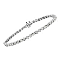 .925 Sterling Silver 1.0 Cttw Alternating Channel Set Baguette and Miracle Set Round Diamond Link Bracelet (I-J Color, I3 Clarity) - 7.25