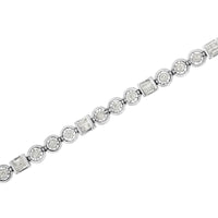 .925 Sterling Silver 1.0 Cttw Alternating Channel Set Baguette and Miracle Set Round Diamond Link Bracelet (I-J Color, I3 Clarity) - 7.25
