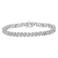 .925 Sterling Silver 2.0 Cttw Diamond S- Link Tennis Bracelet (I-J Color, I3 Clarity) - 7”  