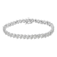 .925 Sterling Silver 2.0 Cttw Diamond S- Link Tennis Bracelet (I-J Color, I3 Clarity) - 7”  