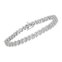 .925 Sterling Silver 2.0 Cttw Diamond S- Link Tennis Bracelet (I-J Color, I3 Clarity) - 7”  