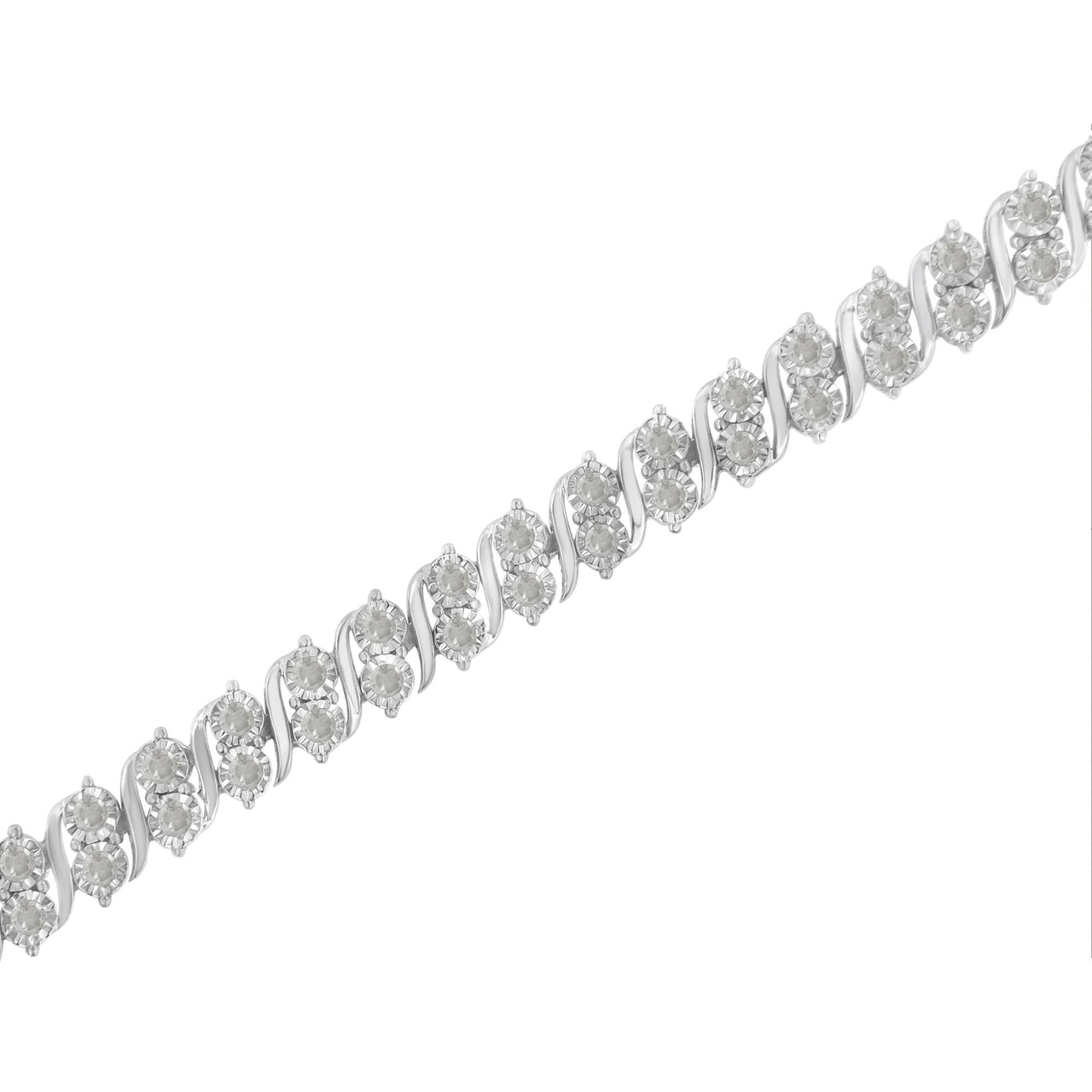 .925 Sterling Silver 2.0 Cttw Diamond S- Link Tennis Bracelet (I-J Color, I3 Clarity) - 7”  