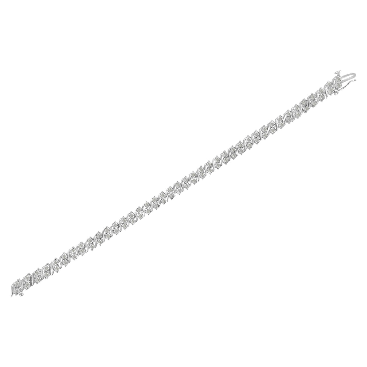 .925 Sterling Silver 2.0 Cttw Diamond S- Link Tennis Bracelet (I-J Color, I3 Clarity) - 7”  