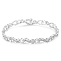 .925 Sterling Silver 1/5 Cttw Diamond 7” Infinity Heart Tennis Bracelet (H-I Color, I2-I3 Clarity)
