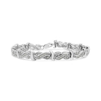 .925 Sterling Silver 1.0 Cttw Diamond Infinity & S Link Tennis Bracelet (I-J Color, I3 Clarity) - 7-1/4” 