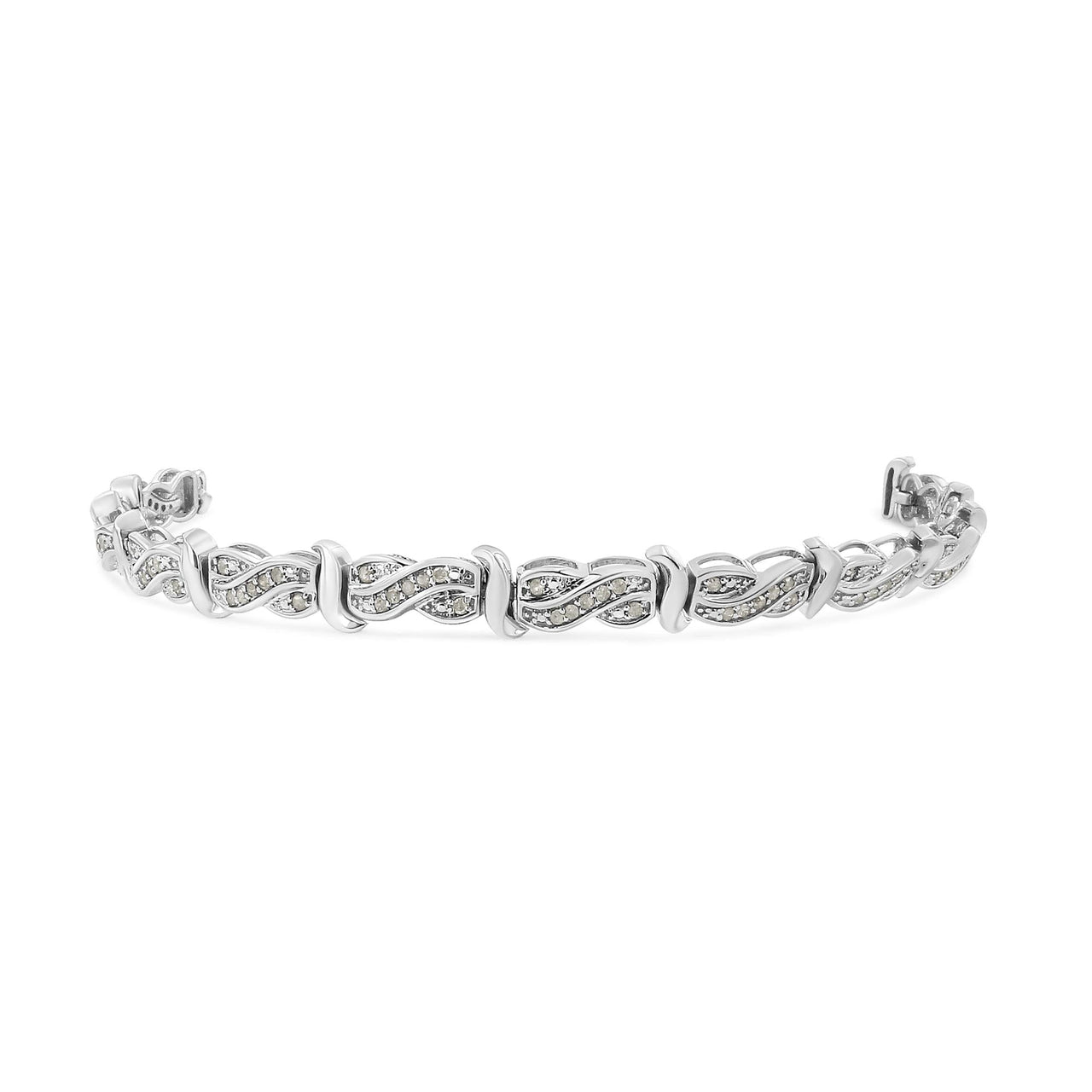 .925 Sterling Silver 1.0 Cttw Diamond Infinity & S Link Tennis Bracelet (I-J Color, I3 Clarity) - 7-1/4” 