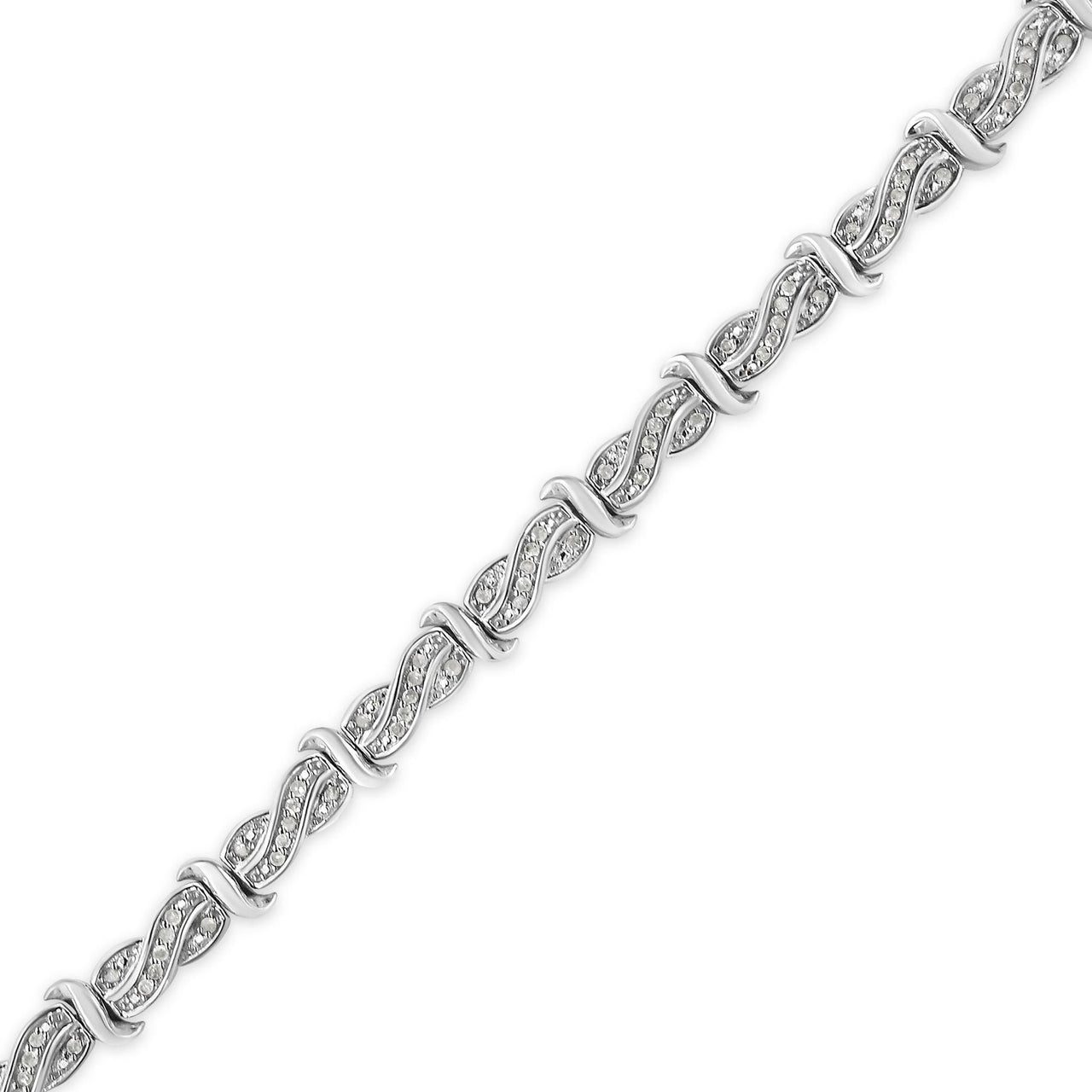 .925 Sterling Silver 1.0 Cttw Diamond Infinity & S Link Tennis Bracelet (I-J Color, I3 Clarity) - 7-1/4” 