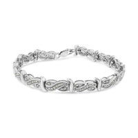 .925 Sterling Silver 1.0 Cttw Diamond Infinity & S Link Tennis Bracelet (I-J Color, I3 Clarity) - 7-1/4” 
