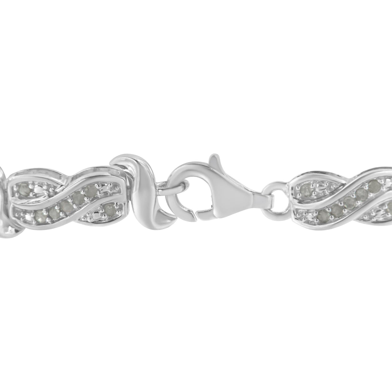 .925 Sterling Silver 1.0 Cttw Diamond Infinity & S Link Tennis Bracelet (I-J Color, I3 Clarity) - 7-1/4” 