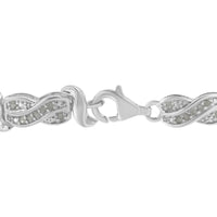 .925 Sterling Silver 1.0 Cttw Diamond Infinity & S Link Tennis Bracelet (I-J Color, I3 Clarity) - 7-1/4” 