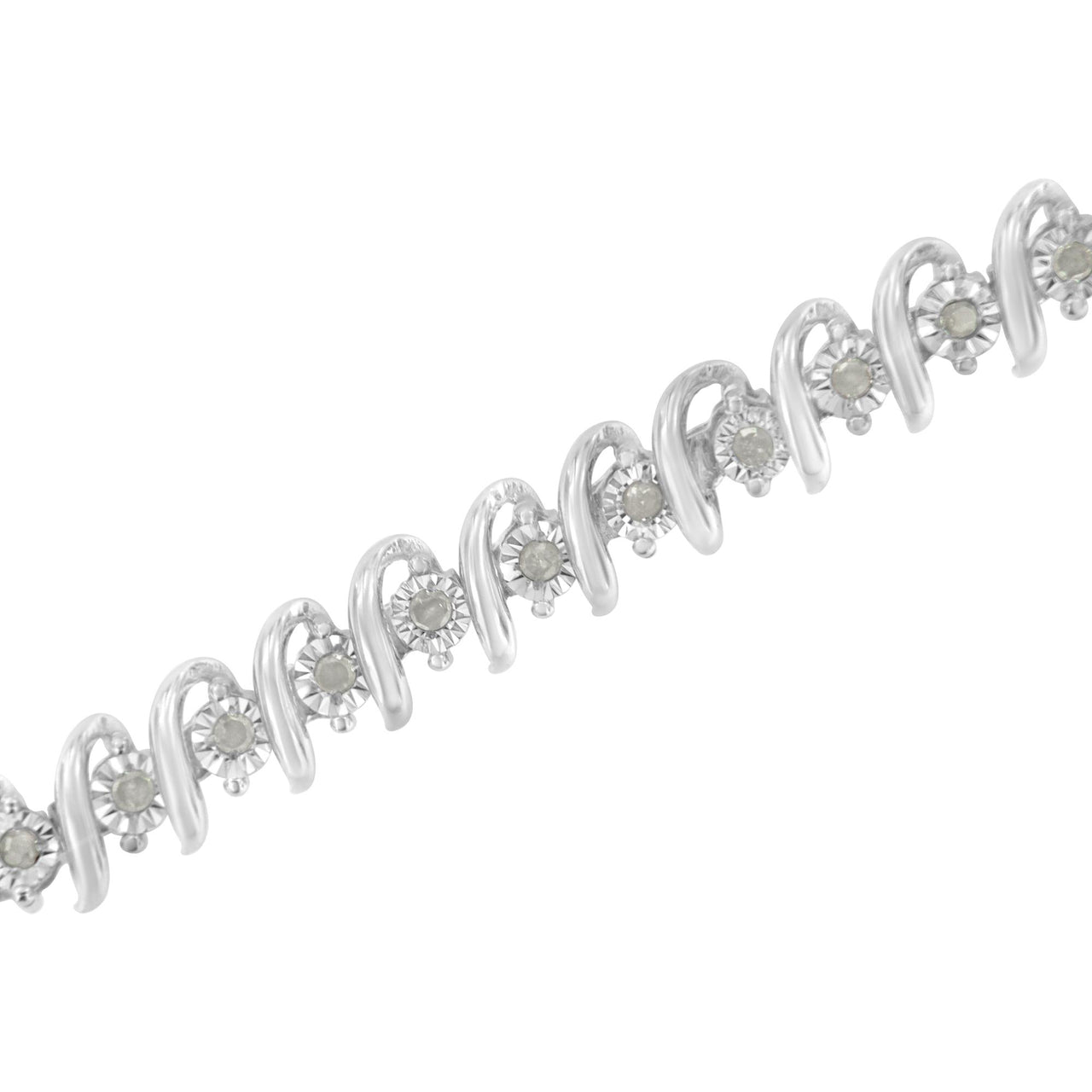 .925 Sterling Silver 1/2 Cttw Diamond S Link Tennis Bracelet (I-J Color, I3 Clarity) 