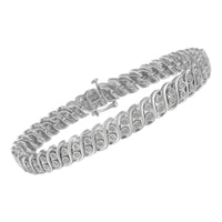 .925 Sterling Silver 1.0 cttw Miracle Set Diamond Two Row S Link Bracelet(I-J Color, I3 Clarity) -7.75