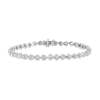 .925 Sterling Silver 1/3 Cttw Miracle-Set Diamond Heart Link Bracelet (I-J Color, I2-I3 Clarity) - 7.25